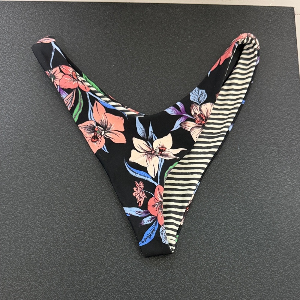 ROVE Floral and Striped Bikini Bottom
